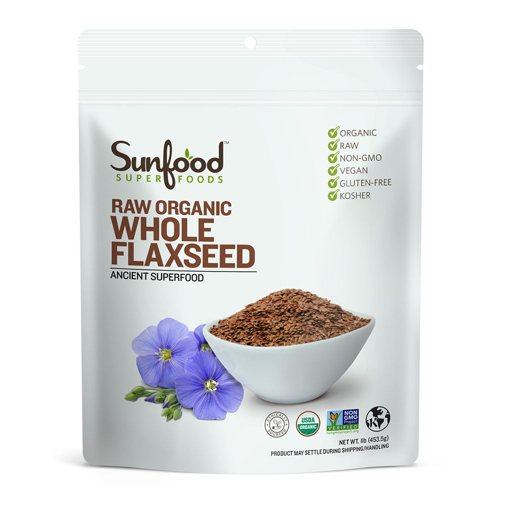 Sunfood Superfoods Raw Organic Whole Flaxseed, 16 Oz